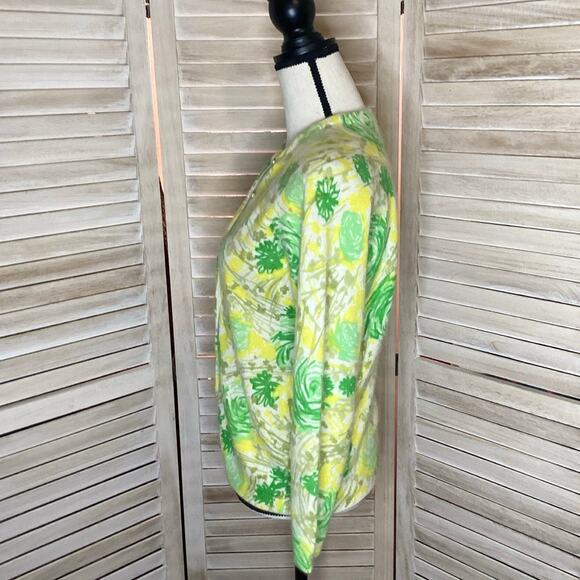 Vintage Lambswool Angora Floral Pearl Button Cardigan 40 M British Colony - Picture 2 of 10